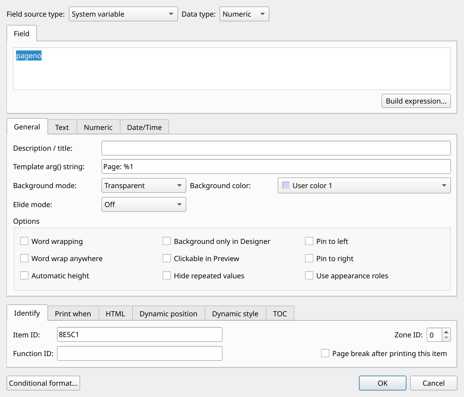 Page number System Variable