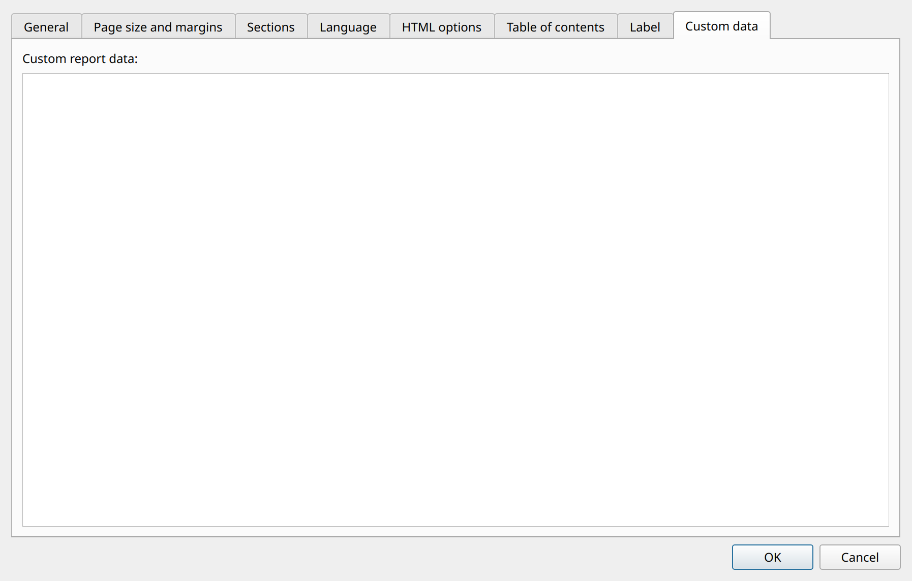 page settings custom data