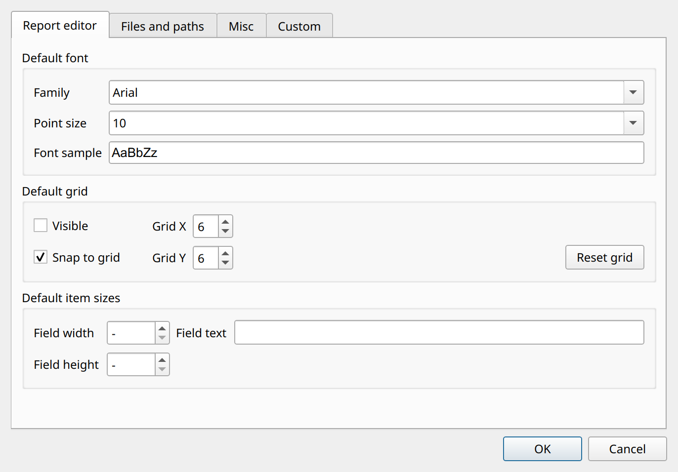 Preferences dialog