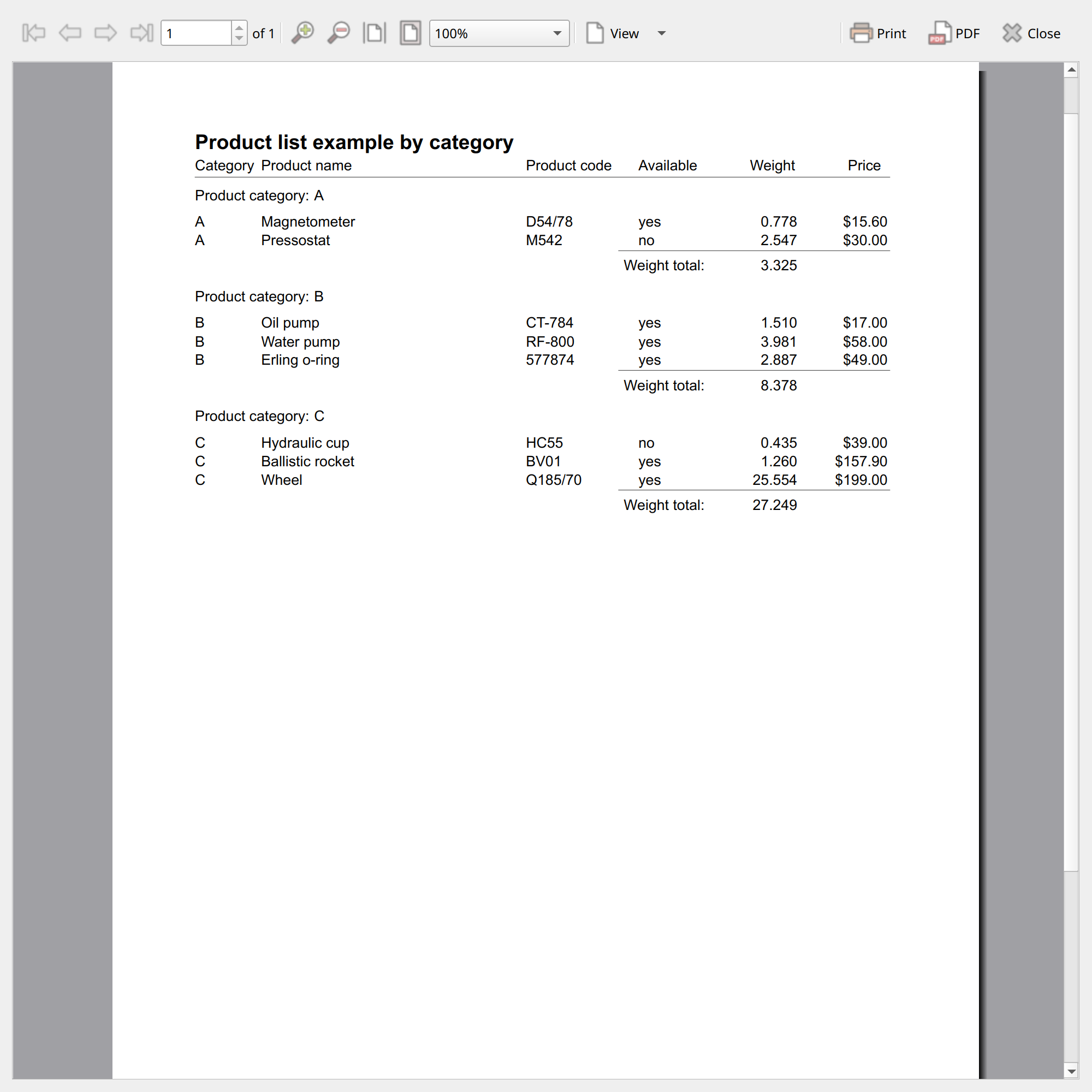 Report final print preview